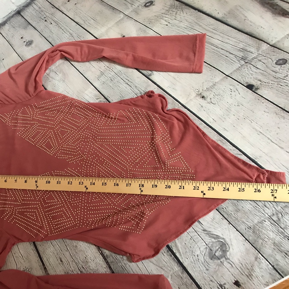 NWOT Sheer Mesh Thong Bodysuit – Mauve/Blush with Gold Studs – Size L (Fits M/L) - Picture 6 of 8